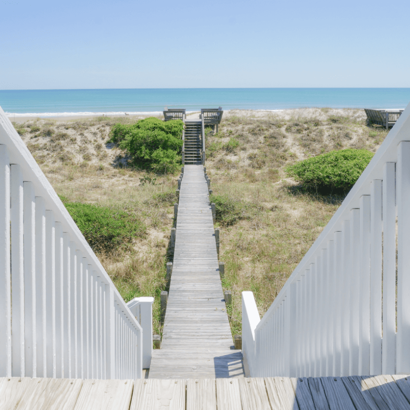 wooden walkway to a beach